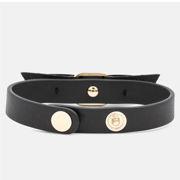 Authentic Salvatore Ferragamo Vara Bow Black Leather Bracelet - Picture 2 of 8